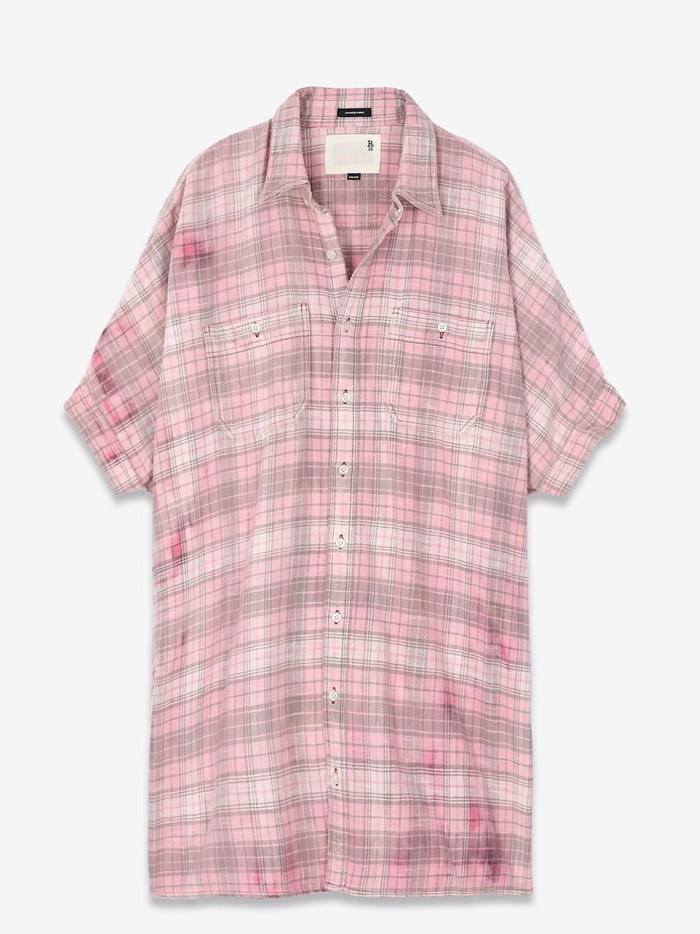 R13 Pink Plaid Short Button-Up Dress